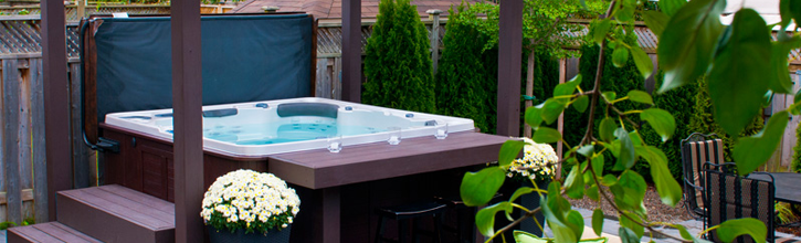 A Hydropool hot tub in a very serene location